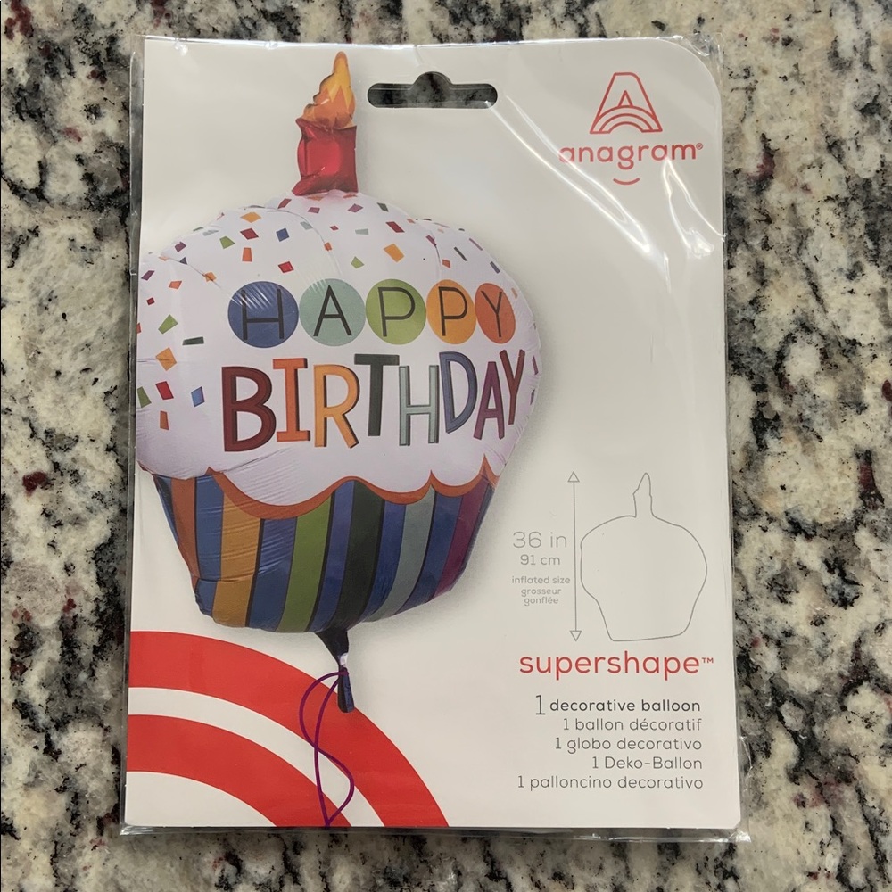 Anagram Happy Birthday Cupcake Balloon- BNWT